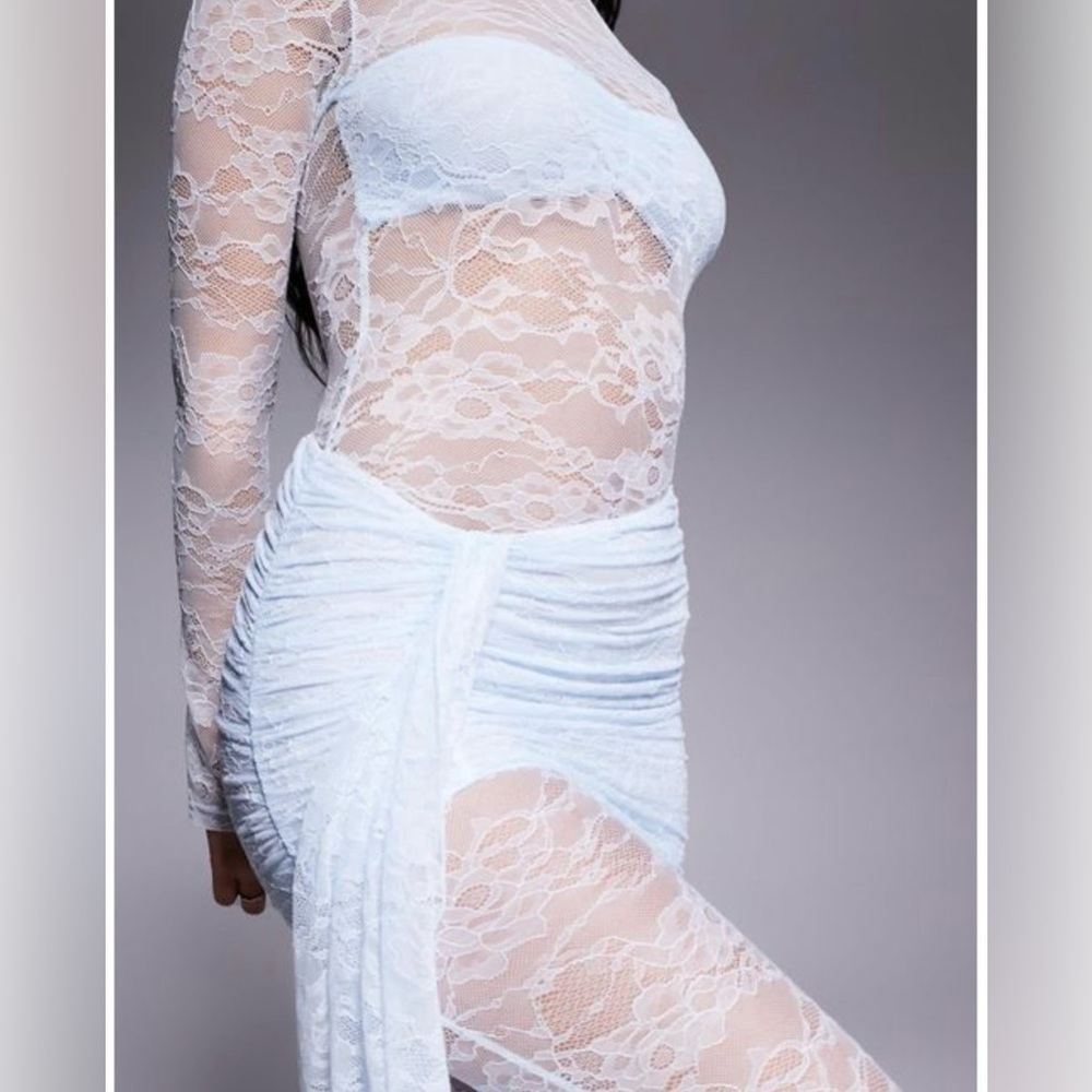 Wanderdoll women blue Exclusive Jamie lace Drape Detail jumpsuit , from ASOS - Picture 4 of 12